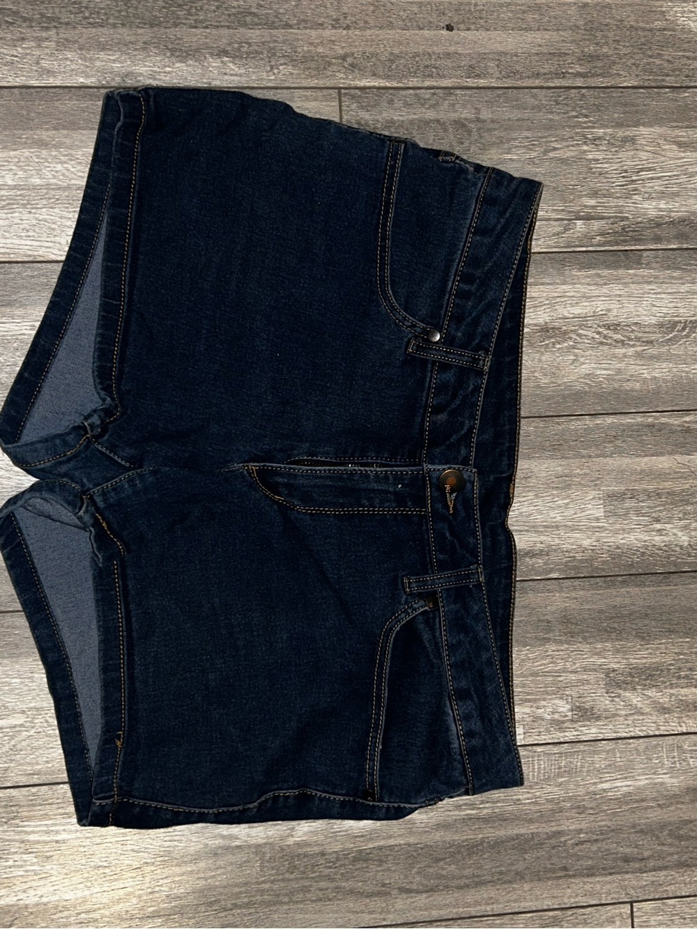 Faded Glory Light Blue Denim Shorts with Gold Topstitching